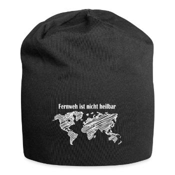 Fernweh ist nicht heilbar (Logo in weiss) - Jersey-Beanie - Schwarz - Vorne
