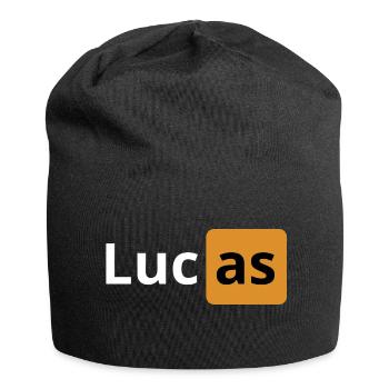 Cadeau pour Lucas | logo porno | cadeau beauf - Bonnet en jersey - noir - Devant