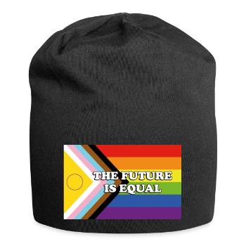 Inclusive Pride Progress Flag DIE ZUKUNFT IST GLEICH - Jersey-Beanie - Schwarz - Vorne