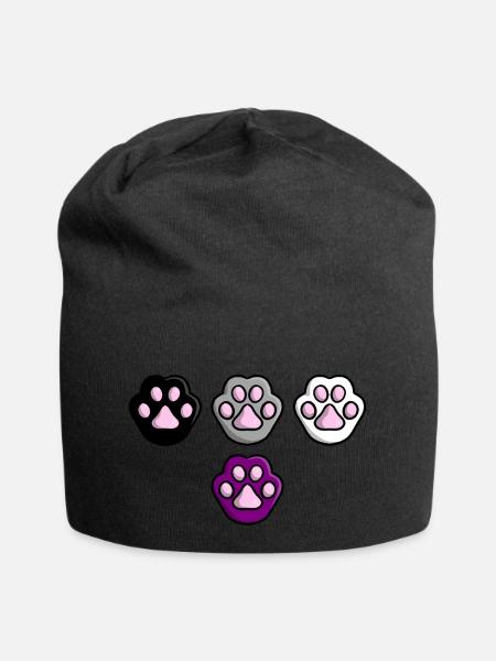 Süße Katze Pfote Asexuell Ace Flagge Fahne LGBTQ - Jersey-Beanie - Schwarz