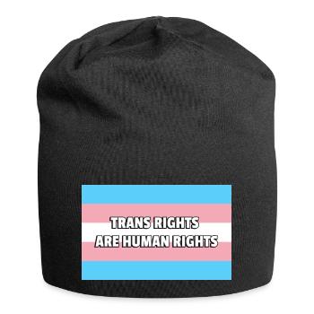 Trans Pride TRANS RIGHTS ARE HUMAN RIGHTS - Jersey Beanie - black - Front