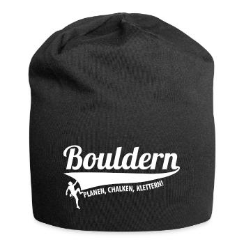 Boulderer - Planen, Chalken, Klettern - Jersey-Beanie - Schwarz - Vorne