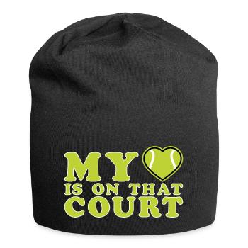 Mon cœur est sur ce court Tennis Maman - Bonnet en jersey - noir - Devant