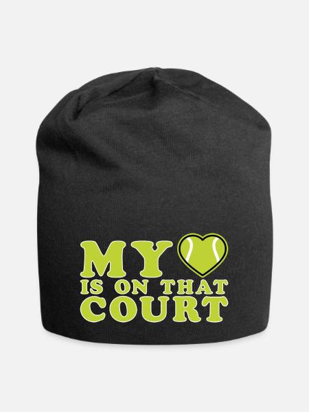My Heart Is On That Court Tennis Mom - Jersey-Beanie - Schwarz
