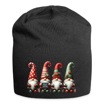 Des gnomes festifs avec « Joyeux Noël » - Bonnet en jersey - noir - Devant