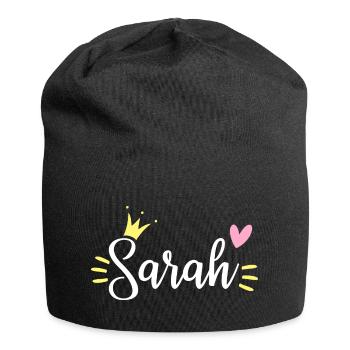 Sarah Name Crown - Jersey Beanie - black - Front