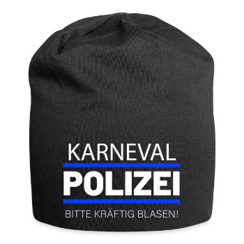 Karneval Polizei Spruch kräftig Blasen - Jersey-Beanie - Schwarz - Vorne