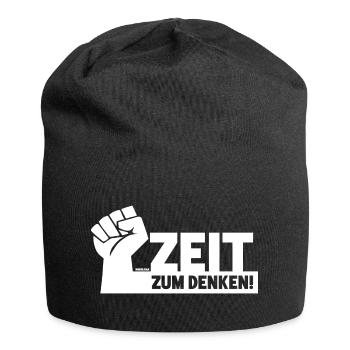 Zeit zum Denken - Jersey-Beanie - Schwarz - Vorne