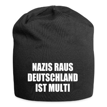 nazis raus deutschland ist multi - Jersey-Beanie - Schwarz - Vorne