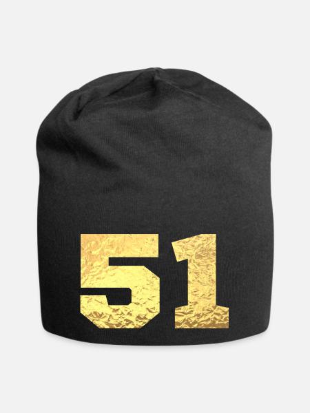 Nummer 51 Gold Glitter - 51. Jahrestag - Jersey-Beanie - Schwarz