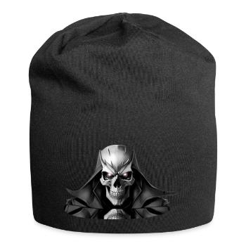 Skull in Black - Jersey-Beanie - Schwarz - Vorne
