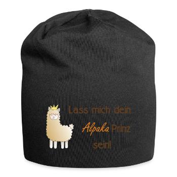 Lass mich dein Alpaka-Prinz sein! - Jersey-Beanie - Schwarz - Vorne