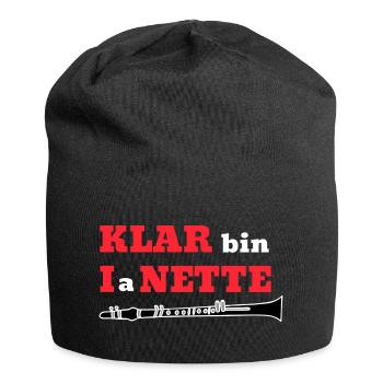 KLAR bin I a NETTE Klarinette Wortspiel - Jersey-Beanie - Schwarz - Vorne