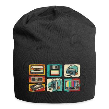 Rétro Tech Pop : cassette et TV des années 80 - Bonnet en jersey - noir - Devant