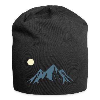 Lever de soleil en silhouette de montagne - Bonnet en jersey - noir - Devant