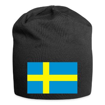 Nationalflagge von Schweden - Jersey-Beanie - Schwarz - Vorne