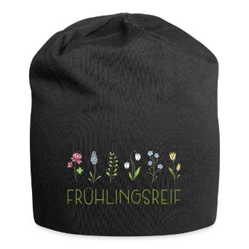 Frühlingsreif - Jersey-Beanie - Schwarz - Vorne