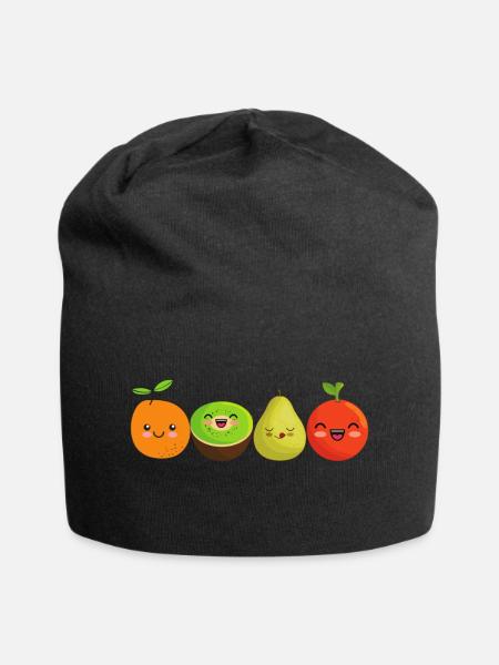 Lustiges Obst in einer Reihe - Jersey-Beanie - Schwarz