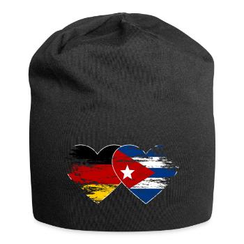 Deutschland Kuba Flagge used Herz - Jersey-Beanie - Schwarz - Vorne