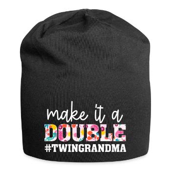 Make It A Double Twin Grandma Of Twins Grandmother - Jersey-Beanie - Schwarz - Vorne