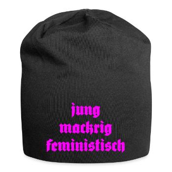 jung mackrig feministisch - Jersey-Beanie - Schwarz - Vorne