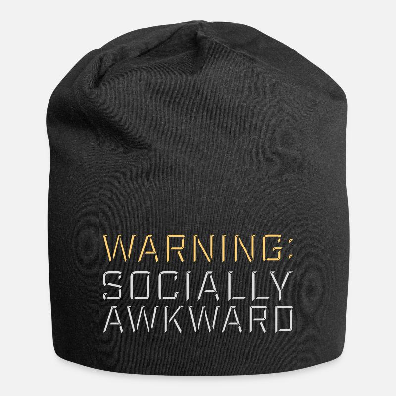 Warning Socially Awkward Funny Social Clumsy - Jersey Beanie - black