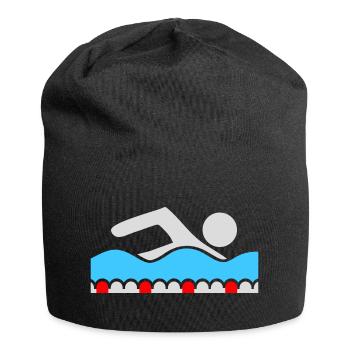 Swimmer, Pictogram, Freestyle, Wave, Pool, Sport - Jersey Beanie - black - Front