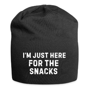 Ich bin nur wegen der Snacks hier. Lustig. - Jersey-Beanie - Schwarz - Vorne