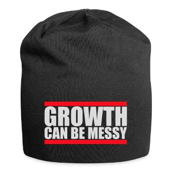 Growth Can Be Messy Personal Growth Quote Logo - Jersey Beanie - black - Front