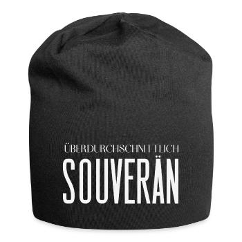Überdurchschnittlich souverän – Statement Motiv - Jersey-Beanie - Schwarz - Vorne