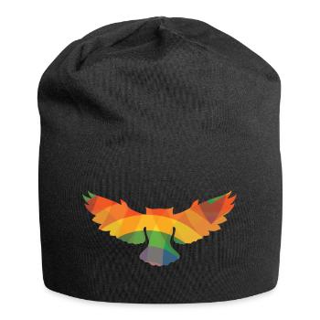 Farbige Eule - Jersey-Beanie - Schwarz - Vorne