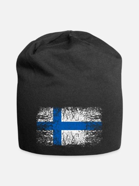 Finnland 002 AllroundDesigns - Jersey-Beanie - Schwarz