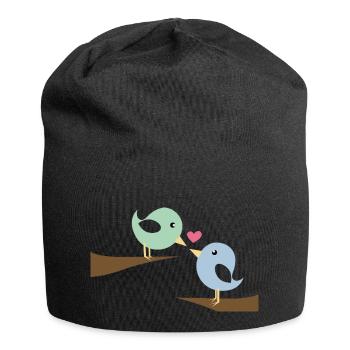 Amoureux des oiseaux - Bonnet en jersey - noir - Devant