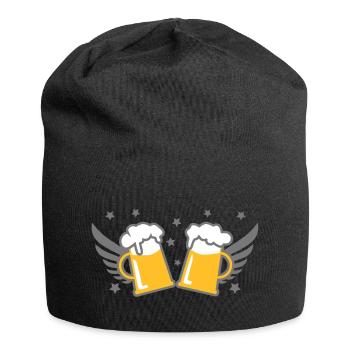 2 Mass Bier Bierkruege Flügel 3c Prost - Jersey-Beanie - Schwarz - Vorne