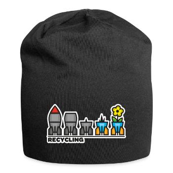 krieg frieden blume - Jersey-Beanie - Schwarz - Vorne