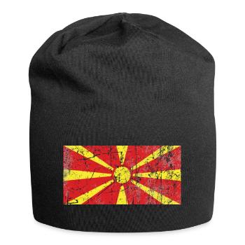 North Macedonia flag Fahne drapeau bandera - Jersey Beanie - black - Front