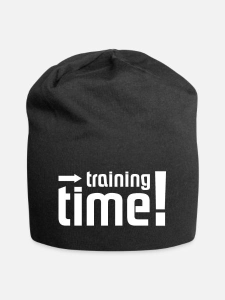 Trainingszeit Sport Fitness Bodybuilding Logo icon - Jersey-Beanie - Schwarz