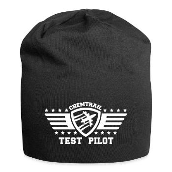 Chemtrail test pilot badge satire conspiracy - Jersey Beanie - black - Front