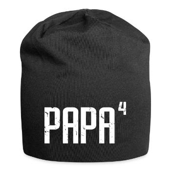 Papa von vier Spaß Geschenk für alle Vater mit 4 Kindern - Jersey-Beanie - Schwarz - Vorne