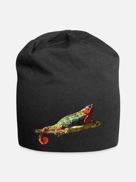 Chameleon Polygondesign Reptil Geschenkidee - Jersey-Beanie - Schwarz