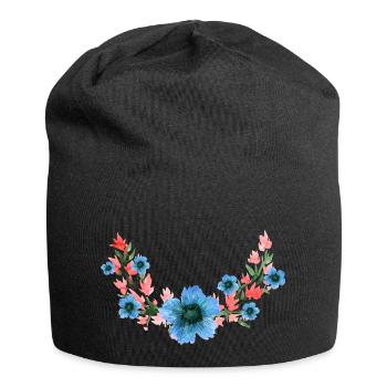 blumen - Jersey-Beanie - Schwarz - Vorne