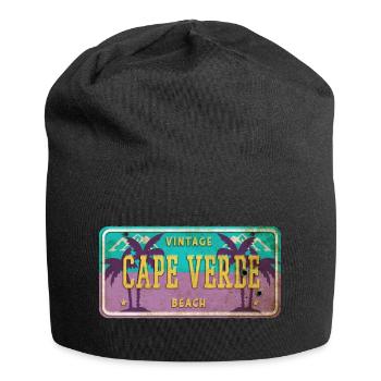 Signe vintage palmier du Cap-Vert - Bonnet en jersey - noir - Devant