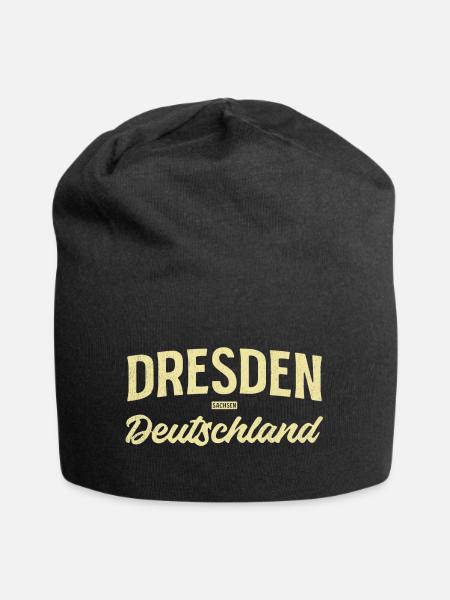 Dresden Retro Schriftprint - Jersey-Beanie - Schwarz