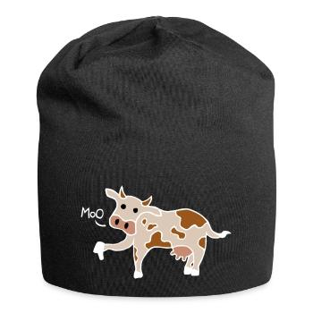 Muh / Buh-Kuh Daumen runter (Weiß) - Jersey-Beanie - Schwarz - Vorne