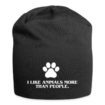 J’aime les animaux plus que les gens - Bonnet en jersey - noir - Devant