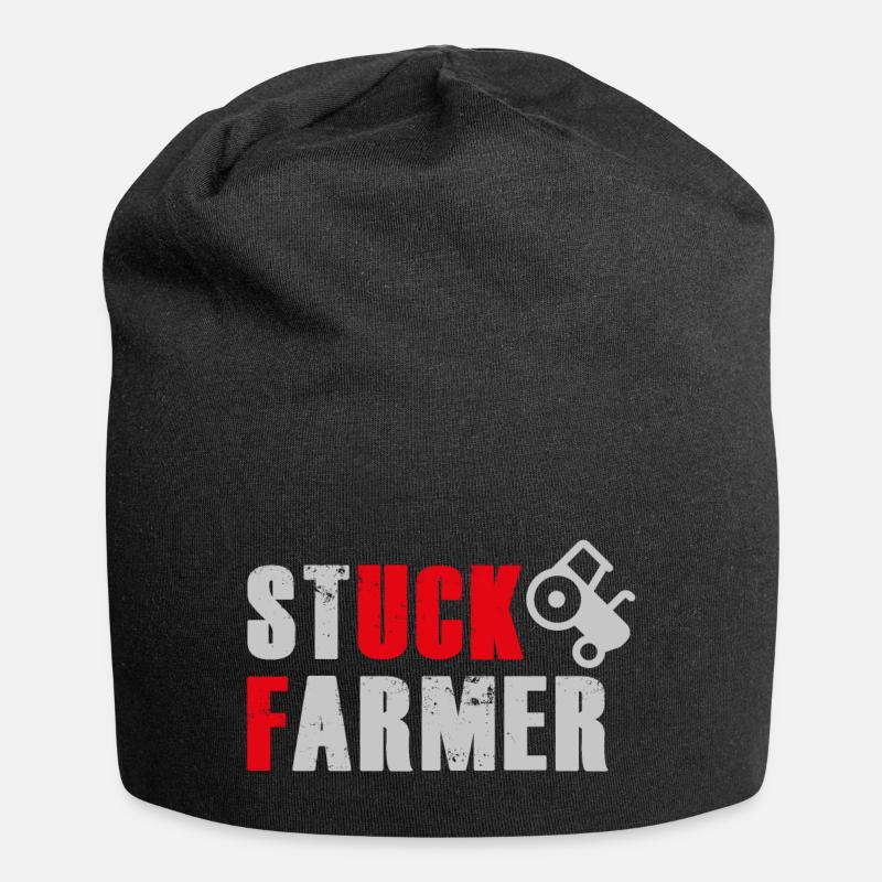 STUCK FARMER GREY RED - Jersey Beanie - black
