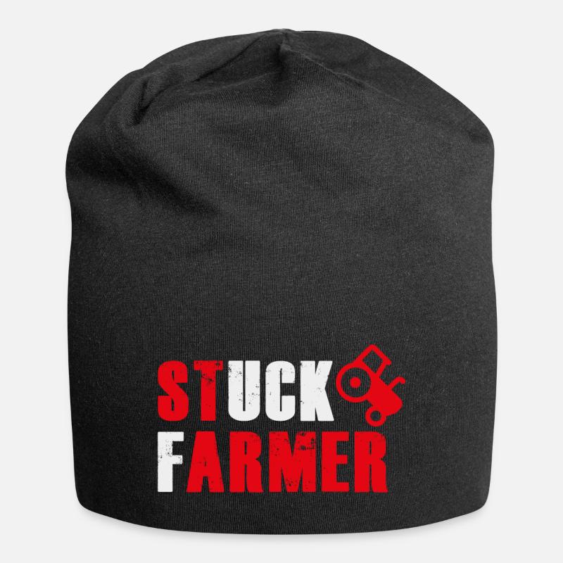 STUCK FARMER RED GREY - Jersey Beanie - black