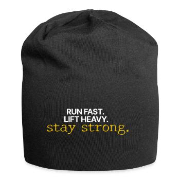 Motivation | Restez fort | Être fort - Bonnet en jersey - noir - Devant
