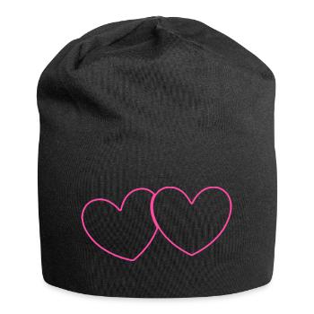 Cœur Rose Cœur Cadeau Rose Pink Saint-Valentin - Bonnet en jersey - noir - Devant
