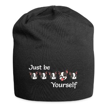 Boston - Soyez simplement - Vous-même - Texte blanc - Bonnet en jersey - noir - Devant